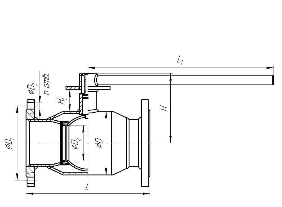 Кран шаровой 284 фланцевое (PN25)/фланцевое (PN25) с фланцем для установки привода
